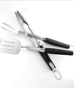 3 Piece Grill Set BBQ Accessories – Tongs, Spatula & Fork Utensils – Heavy Duty Stainless Steel Barbecue Grilling Accessories & Tools with Solid Sturdy Handles 2