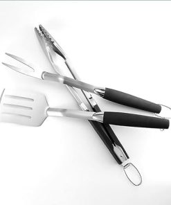 3 Piece Grill Set BBQ Accessories – Tongs, Spatula & Fork Utensils – Heavy Duty Stainless Steel Barbecue Grilling Accessories & Tools with Solid Sturdy Handles 2
