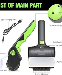 Cordless Rechargeable Grill Brush PURAMI Safe Grilling Rescue Gift No Shedding Bristles, 360° Rotating Cleaner Brush, Lithum 8V 700r/min Heavy Duty BBQ Accessories for Grill bot 2