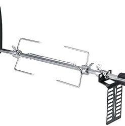 BBQ Rotisserie Kit Universal Grill Rotisserie Stainless Steel Universal Grill Spit Barbecue Accessories with Electric Motor and Handle for Picnic Camping Camp Fires