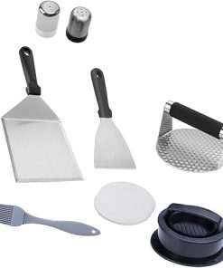 Easy to Use Burgers Press Shovels Practical Stainless Steel Patty Press Set for Outdoor Picnics and Campings