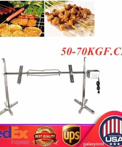 DNYSYSJ 53″ Electric BBQ Rotisserie Grill Kit, 15W Rotisserie Motor Automatic Rotisserie Kit Stainless Steel Rotisserie Grill Pig Roaster for 30KG/66LB Pigs, Hog Lamb, Turkey 2