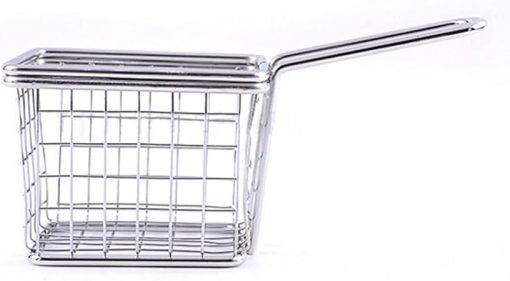 Fried Basket,SnackContainer,SnackHolder,Universal Grill BasketChip Basket Stainless Steel French Fries Deep Frying Fryer Basket Square Food Cooking Tool Kitchen Cooking Tools (Color : Silver)