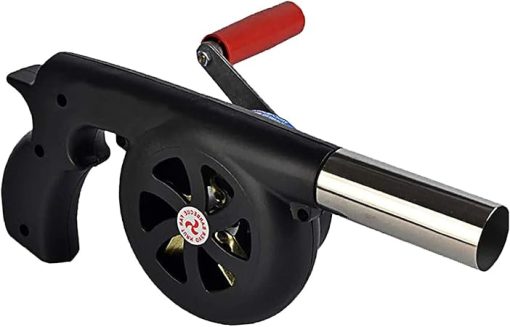 Hand Crank Fan Air Blower, Portable Mini Manual Grill Fire Starter, BBQ Grill Tool Set Portable Stainless Steel Barbecue Accessories Outdoor Indoor for Camping Grilling Utensils with Bag