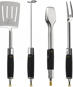 HALO Prime Essential Pellet Grill Kit | Heavy Duty Stainless Steel Cookware | Barbecue Tool Set | 4 Piece Set |