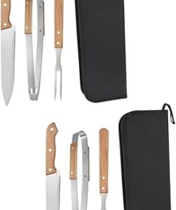 BESPORTBLE 3 Sets BBQ Tools Kit Stainless Steel Fork Tong Cooking Cutter Grill Tools for Outdoor