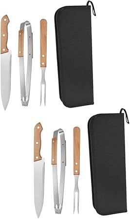 BESPORTBLE 3 Sets BBQ Tools Kit Stainless Steel Fork Tong Cooking Cutter Grill Tools for Outdoor BESPORTBLE 3 Sets BBQ Tools Kit Stainless Steel Fork Tong Cooking Cutter Grill Tools for Outdoor