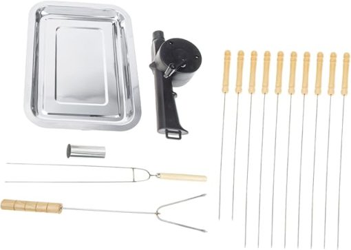 BESPORTBLE BBQ Tool Set 15pc Stainless Steel Grill Utensils Set Outdoor Camping BBQ Accessories Grill Spatula Squirrel Cage Blower Fan