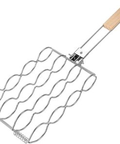 BBQ Foldable Outdoor BBQ Corn Grill with Multifunctional Corn Mesh Clip and Portable Corn Grill Clip Accessories(2PCS)