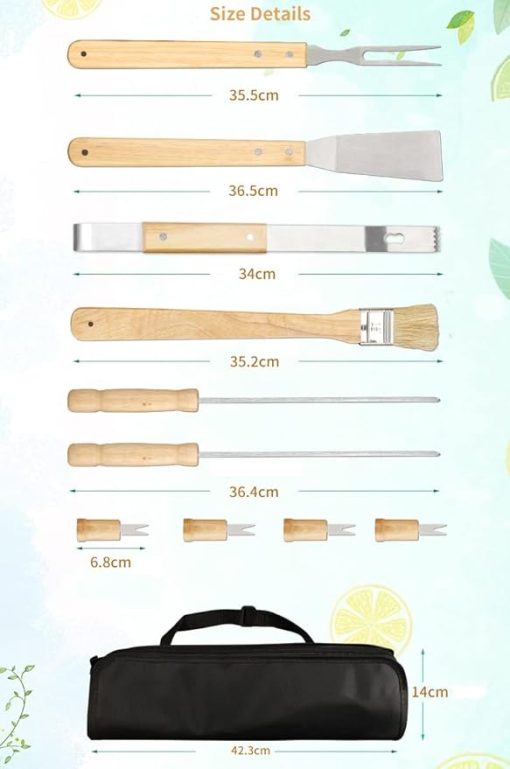 BBQ Accessories Grilling Tools, Stainless Steel BBQ Tools Grill Tools Set for Cooking, Backyard Barbecue & Outdoor Camping Gift for Man Dad Women Barbecue Enthusiasts Set of 10 - Image 2