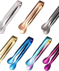Cooking Tongs Multicolor Stainless Steel Clip Ice Tong Bread Food BBQ Clip Barbecue Clip Cube Sugar Ice Tongs Tool(Purple) 2
