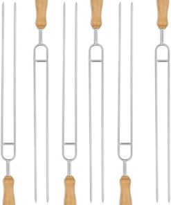 BBQ 6pcs Stainless Steel U-Shaped Barbecue Brazing Fork Needle Grilling Skewers Double Prong BBQ Tools Accessories