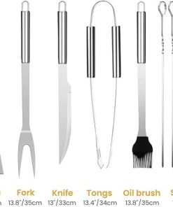 BBQ Grill Accessories, 10 PCs Stainless Steel Barbecue Grill Accessories Utensils Kit – Gifts for Dad Durable, Stainless Steel Grill Tools 2