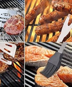 5 Pcs BBQ Tools Set Stainless Steel BBQ Brush Fork Shovel Food Clip with Storage Bag Barbecue Kit 2