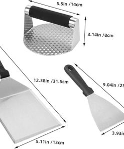 VANZACK 1 Set BBQ Grill Tools Stainless Steel Meat Press Burger Press Spatula Cooking Brush Easy Maintenance Outdoor Grilling Accessories 2