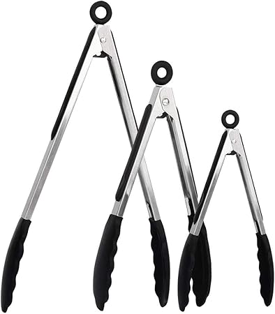 VIGANI Kitchen Tongs,Cooking Tongs, 3 Pcs Kitchen Pliers Reusable Food Tongs Heat Resistant Cooking Clip for Barbecue Cooking Grilling VIGANI Kitchen Tongs,Cooking Tongs, 3 Pcs Kitchen Pliers Reusable Food Tongs Heat Resistant Cooking Clip for Barbecue Cooking Grilling