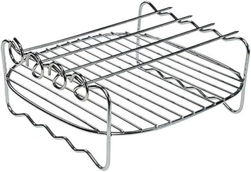 Double-Layers Cooking Rack Stainless Steel Barbecue Tray Accessory BBQ Kitchen Tools (Color : As Shown, Size : One Size) (As Shown One Size)
