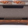 BBQ Smokeless Grill Mini Charcoal BBQ Grill,Portable Table Top Japanese BBQ Grill Food Charcoal Stove with Solid Wood Tray,Party Accessories Household Barbecue Tools for Kabob Yakitori