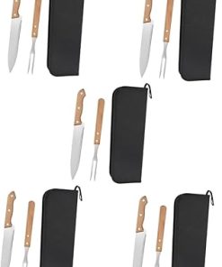Mipcase 3 Sets BBQ Grill Accessories Set Stainless Steel Fork Cutter Grilling Tool Kit Case Multi-Functional Outdoor Grilling Utensils