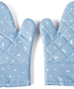 Microwave Glove BBQ Oven Baking Hot Pot Mitts Cooking Heat Resistant Kitchen Mittens(Blue)