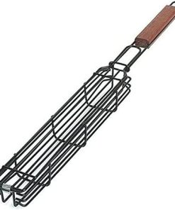 Grilling Baskets BBQ Grill Mesh Stainless Steel Barbecue Meshes Portable Non-Stick Grilling Mesh Kitchen Accessories BBQ Tools (Color : Black, Size : 2pcs)