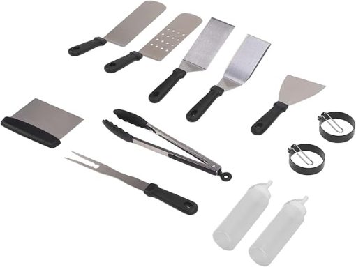 12 Piece Stainless Steel Grilling Kit, Food Grade BBQ Tools with Heat Handles, Complete Outdoor Camping Grill Set in Storage Bag - Image 2