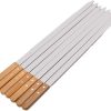 Grill Utensils 6PCS0Cm 23.5'' Large Stainless Steel BBQ Skewers Oak Wood Barbecue Grill Forks Long Handle Flat Kebab Skewer BBQ Accessories Tools,1pcs