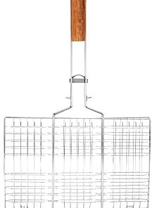Grill Basket, Fish Grilling Rack For Grill Barbecue Grilled Fish Clamp/Holder Outdoor Camping Tool with Handle BBQ Wire Mesh Net Grilling Basket For Vegetables Shrimp 2