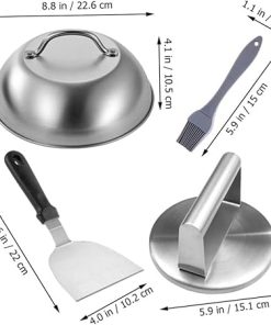 KESYOO 1Set Stainless Steel Burger Press Outdoor Kitchen Gadget for Homemade Hamburger Patties Includes Patty Maker and Burger Ring Molds for Grilling and Meal Prep 2