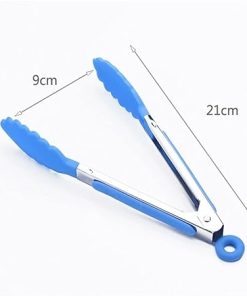Bag Clips for Food Silicone Food Tong Kitchen Accessories Stainless Steel Kitchen Tongs Silicone Non-Slip Cooking Clip Clamp BBQ Salad Tools Grill 2