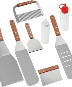 8pc BBQ Tools Set Grilling Utensils for Outdoor Grill Grill Accessories Cleaning Brush Scraper Fork Tongs Spatul