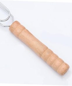 POPETPOP 4Pcs Metal Non Stick Bbq Clip with Wooden Handle Durable Fish Grilling Basket for Outdoor Camping and Picnics Barbecue Tool for Fish Meat and Vegetables 2