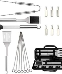 20-Pack BBQ Grill Accessories Tool Set, Stainless Steel BBQ Kit with Oxford Cloth Box for Camping, Kitchen, BBQ Utensils