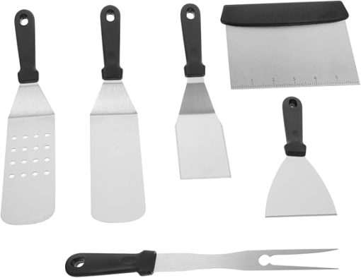 SECFOU 6pc Stainless Steel BBQ Tools Kit Grill Accessory Set for Outdoor Grilling Supplies