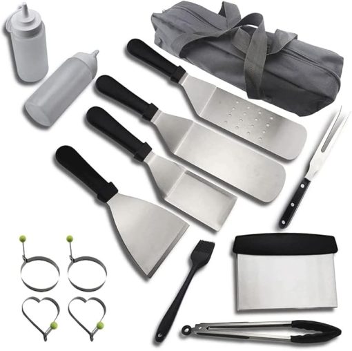 MaGiLL BBQ Grill Accessories Set 15 Pieces Set with Carry Bag Camping Grilling Accessories for Outdoor BBQ, Kitchen