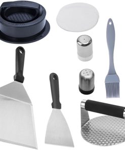 GANAZONO Grill Master's Tool Kit Stainless Steel Burger Press Spatula Basting Brush Cooking Tools for Outdoor Grill BBQ