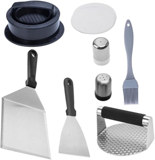 GANAZONO Grill Master's Tool Kit Stainless Steel Burger Press Spatula Basting Brush Cooking Tools for Outdoor Grill BBQ