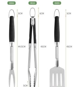 Generic 3 Piece Grill Set BBQ Accessories – Tongs, Spatula & Fork Utensils – Heavy Duty Stainless Steel Barbecue Grilling Accessories & Tools with Solid Sturdy Handles- Grilling Gifts for Men Him ﻿ 2