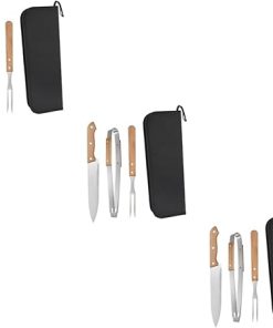 Kisangel 3 Sets Grill Tools Stainless Steel Fork Tongs Set for Barbecue Outdoor