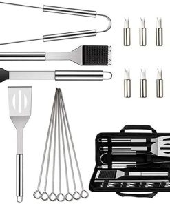 BBQ Tool Set 20Piece Camping BBQ Grill Accessories Kit Stainless Steel BBQ Tools for Christmas Birthday Presents,Gifts for Dad Durable, Stainless Steel Grill Tools