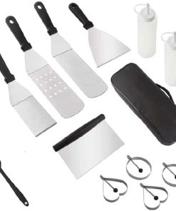 Accessories Sets 13 Pcs Grill Accessories for Camping BBQ Heavy Duty Spatula Scraper Cleaning Kit Cooking Utensils Set Carry Bag Included