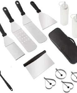 Accessories Sets 13 Pcs Grill Accessories for Camping BBQ Heavy Duty Spatula Scraper Cleaning Kit Cooking Utensils Set Carry Bag Included