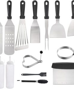 Griddle Accessories Tool 14 Pcs Grill Set Stainless Steel Heavy Duty Grill Spatula Set BBQ Gifts for Outdoor Grilling Camping Teppanyaki