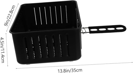 TOYANDONA 1 PC Black Grilling Basket Practical Fryer Basket with Handle for Air Fryers Easy to Clean Colander Tool for French Fries Chicken Shrimp and Fish - Image 2