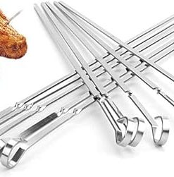 Grill Utensils10PCS 45cm Stainless Steel BBQ Skewer Needle Utensil Fork Iron Outdoor Barbeque Skewers Kitchen Tools Barbecue Accessories