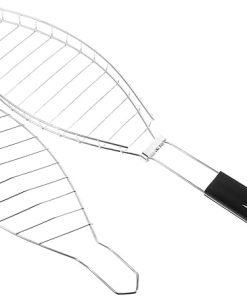 Toyvian Stainless Steel Grill Tool Set Fish Grilling Rack Bbq Grill Rack Bbq Tool Fish Shape Net Clip