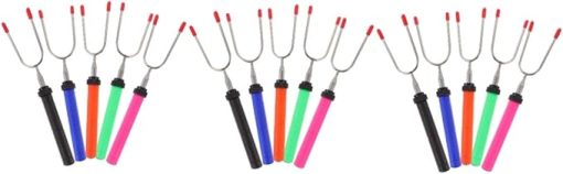 Happyyami 15 Pcs Telescopic Barbecue Fork Outdoor BBQ Grill Outdoor Extendable Fork Marshmallow Roasting Sticks Stainless Steel Barbecue Forks BBQ Fork Toolkit Asb to Rotate Household