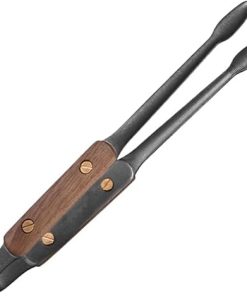 Kitchen Cooking Tongs Stainless Steel Non-Slip Grill Tongs with Wooden Handles Suitable for Cooking Barbecue Tongs Kitchen Tool(Cool Black)