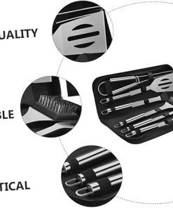 Outdoor Grill Set 7 Piece Stainless Steel BBQ Tool Set Grilling Utensils Food Clip for Camping 2