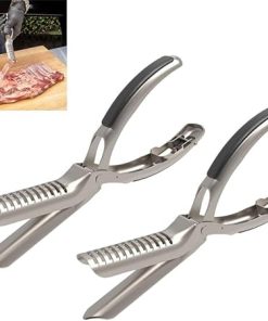 BBQ Rib Skinner Tool, Stainless Steel Rib Membrane Removal Tool, Rib Prep Pro for Enthusiast, Chef, Ergonomic Design for Easy Membrane Removal(2pcs)
